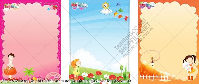 file vector bang thi dua tranh mam non tranh tre em decor lop hoc